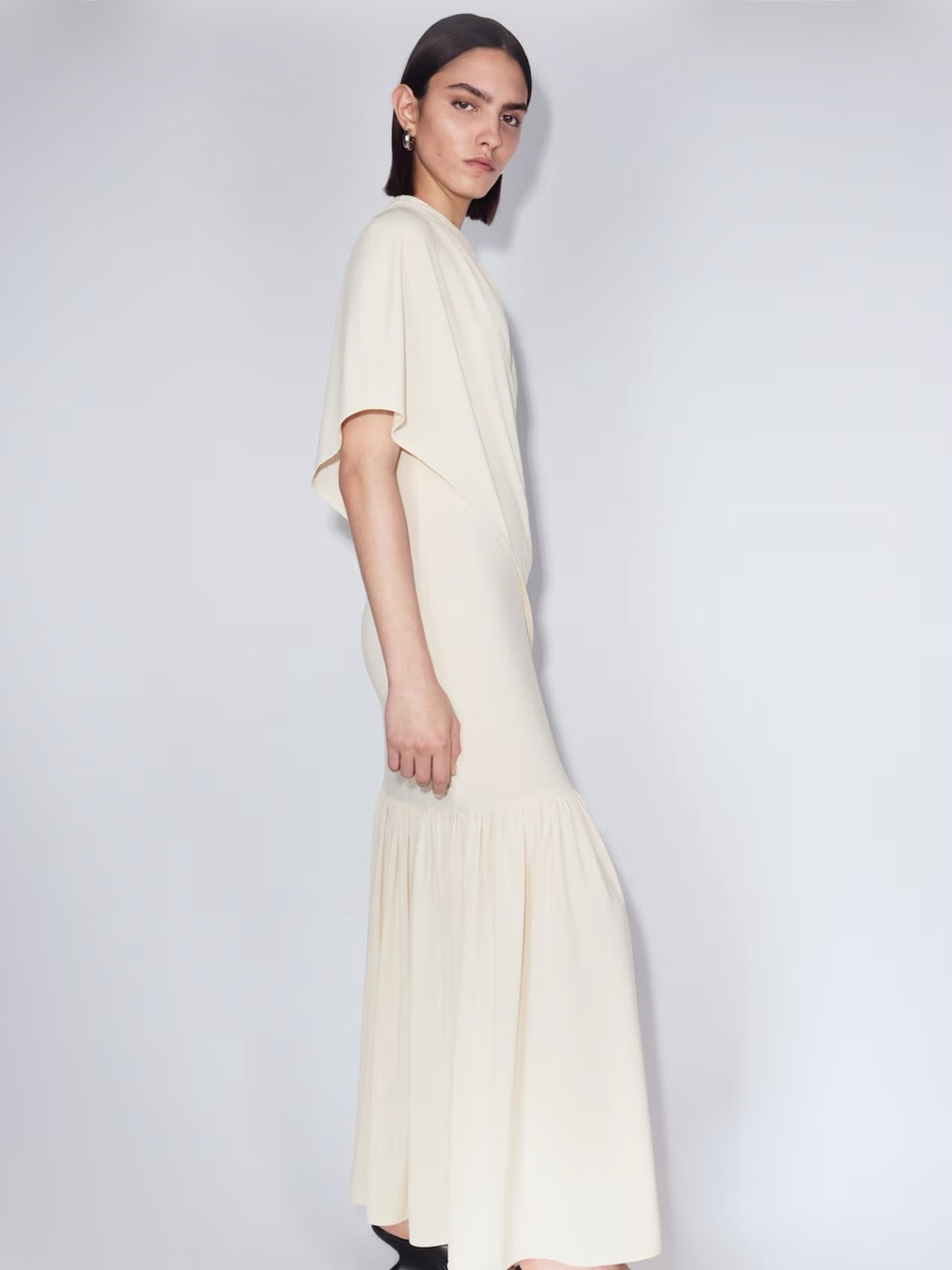 H&M Elegant Cream Maxi Dress with cape detail